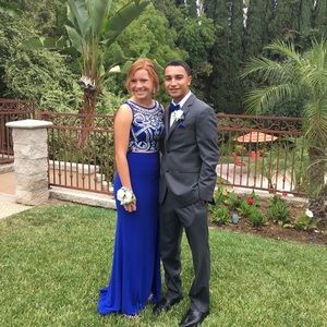 Blue long formal dress (two piece)